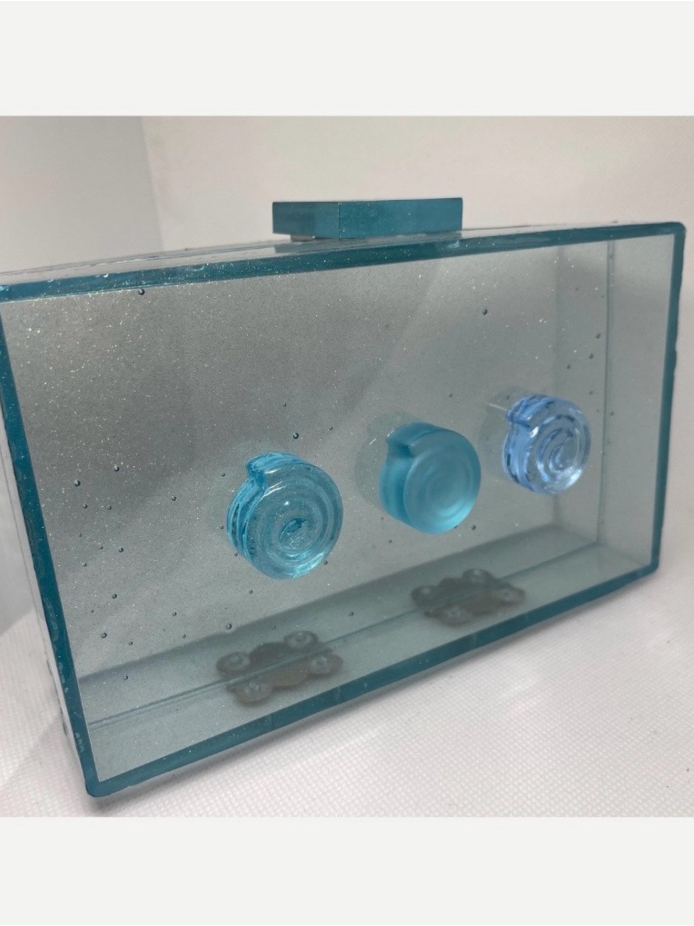 Transparent 3D Spiraling Aqua Resin Handbag